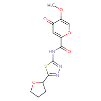 Chemical structure of 5-methoxy-4-oxo-N-[5-(oxolan-2-yl)-1,3,4-thiadiazol-2-yl]-4H-pyran-2-carboxamide - CSSB00104924439