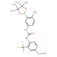 Chemical structure of 3-[4-methoxy-2-(trifluoromethyl)phenyl]-1-[4-methyl-3-(4,4,5,5-tetramethyl-1,3,2-dioxaborolan-2-yl)phenyl]urea - CSSB21332092921