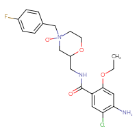 Chemical structure of 2-{[(4-amino-5-chloro-2-ethoxyphenyl)formamido]methyl}-4-[(4-fluorophenyl)methyl]morpholin-4-ium-4-olate - CSSB00102637145