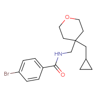 Chemical structure of 4-bromo-N-{[4-(cyclopropylmethyl)oxan-4-yl]methyl}benzamide - CSSB15300110707