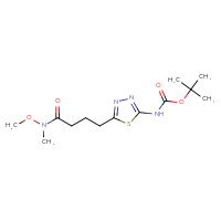 Chemical structure of tert-butyl N-(5-{3-[methoxy(methyl)carbamoyl]propyl}-1,3,4-thiadiazol-2-yl)carbamate - CSSB07075013457