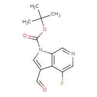 Chemical structure of tert-butyl 4-fluoro-3-formyl-1H-pyrrolo[2,3-c]pyridine-1-carboxylate - CSSB21332146237