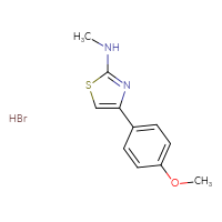 Chemical structure of 4-(4-methoxyphenyl)-N-methyl-1,3-thiazol-2-amine hydrobromide - CSSB00025728024