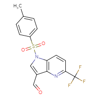 Chemical structure of 1-(4-methylbenzenesulfonyl)-5-(trifluoromethyl)-1H-pyrrolo[3,2-b]pyridine-3-carbaldehyde - CSSB21332163825