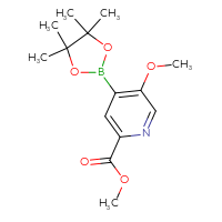Chemical structure of methyl 5-methoxy-4-(4,4,5,5-tetramethyl-1,3,2-dioxaborolan-2-yl)pyridine-2-carboxylate - CSSB00010036487