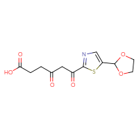 Chemical structure of 6-[5-(1,3-dioxolan-2-yl)-1,3-thiazol-2-yl]-4,6-dioxohexanoic acid - CSSB21432502685
