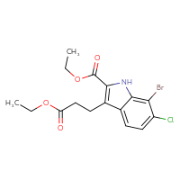 Chemical structure of ethyl 7-bromo-6-chloro-3-(3-ethoxy-3-oxopropyl)-1H-indole-2-carboxylate - CSSB20785369907