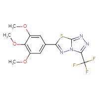 Chemical structure of 3-(trifluoromethyl)-6-(3,4,5-trimethoxyphenyl)-[1,2,4]triazolo[3,4-b][1,3,4]thiadiazole - CSSB00121637601