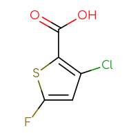 Chemical structure of 3-chloro-5-fluorothiophene-2-carboxylic acid - CSSB02125705186