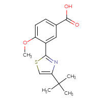 Chemical structure of 3-(4-tert-butyl-1,3-thiazol-2-yl)-4-methoxybenzoic acid - CSSB21531603379