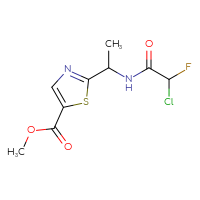 Chemical structure of methyl 2-[1-(2-chloro-2-fluoroacetamido)ethyl]-1,3-thiazole-5-carboxylate - CSSB21332116727