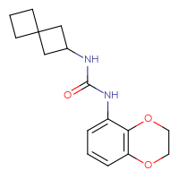 Chemical structure of 1-(2,3-dihydro-1,4-benzodioxin-5-yl)-3-{spiro[3.3]heptan-2-yl}urea - CSSB00101417116