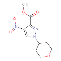 Chemical structure of methyl 4-nitro-1-(oxan-4-yl)-1H-pyrazole-3-carboxylate - CSSB00103153748