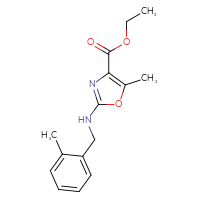 Chemical structure of ethyl 5-methyl-2-{[(2-methylphenyl)methyl]amino}-1,3-oxazole-4-carboxylate - CSSB01396660777