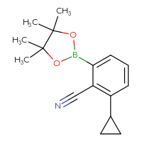 Chemical structure of 2-cyclopropyl-6-(4,4,5,5-tetramethyl-1,3,2-dioxaborolan-2-yl)benzonitrile - CSSB00010043274