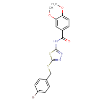 Chemical structure of N-(5-{[(4-bromophenyl)methyl]sulfanyl}-1,3,4-thiadiazol-2-yl)-3,4-dimethoxybenzamide - CSSB00121654072