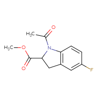 Chemical structure of methyl 1-acetyl-5-fluoro-2,3-dihydro-1H-indole-2-carboxylate - CSSB21432560465