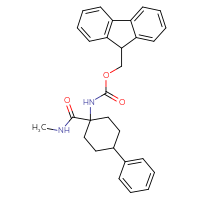 Chemical structure of (9H-fluoren-9-yl)methyl N-[1-(methylcarbamoyl)-4-phenylcyclohexyl]carbamate - CSSB21043414135