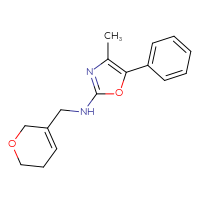 Chemical structure of N-[(5,6-dihydro-2H-pyran-3-yl)methyl]-4-methyl-5-phenyl-1,3-oxazol-2-amine - CSSB15179783037