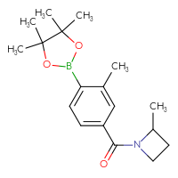 Chemical structure of 2-methyl-1-[3-methyl-4-(4,4,5,5-tetramethyl-1,3,2-dioxaborolan-2-yl)benzoyl]azetidine - CSSB02522225594