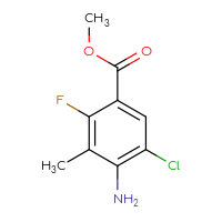 Chemical structure of methyl 4-amino-5-chloro-2-fluoro-3-methylbenzoate - CSSB14948215383
