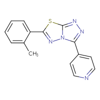 Chemical structure of 4-[6-(2-methylphenyl)-[1,2,4]triazolo[3,4-b][1,3,4]thiadiazol-3-yl]pyridine - CSSB00121638276