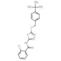 Chemical structure of N-(5-{[(4-tert-butylphenyl)methyl]sulfanyl}-1,3,4-thiadiazol-2-yl)-2-chlorobenzamide - CSSB00121630145