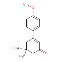 Chemical structure of 3-(4-methoxyphenyl)-5,5-dimethylcyclohex-2-en-1-one - CSSB00005943000