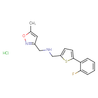 Chemical structure of {[5-(2-fluorophenyl)thiophen-2-yl]methyl}[(5-methyl-1,2-oxazol-3-yl)methyl]amine hydrochloride - CSSB00161159027