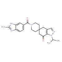 Chemical structure of 1'-(2-methyl-1H-1,3-benzodiazole-6-carbonyl)-1-(propan-2-yl)-1,4,6,7-tetrahydrospiro[indazole-5,4'-piperidin]-7-one - CSSB00102462729