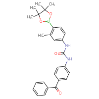 Chemical structure of 1-(4-benzoylphenyl)-3-[3-methyl-4-(4,4,5,5-tetramethyl-1,3,2-dioxaborolan-2-yl)phenyl]urea - CSSB21332158895