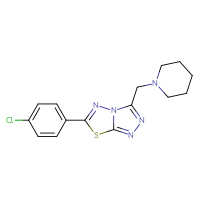 Chemical structure of 1-{[6-(4-chlorophenyl)-[1,2,4]triazolo[3,4-b][1,3,4]thiadiazol-3-yl]methyl}piperidine - CSSB00121609248