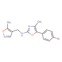 Chemical structure of 5-(4-bromophenyl)-4-methyl-N-[(5-methyl-1,2-oxazol-4-yl)methyl]-1,3-oxazol-2-amine - CSSB21495892592