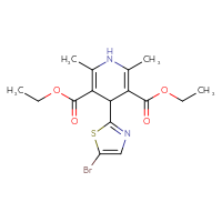 Chemical structure of 3,5-diethyl 4-(5-bromo-1,3-thiazol-2-yl)-2,6-dimethyl-1,4-dihydropyridine-3,5-dicarboxylate - CSSB20539824626