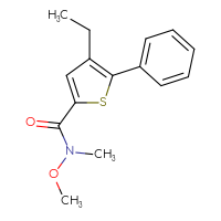 Chemical structure of 4-ethyl-N-methoxy-N-methyl-5-phenylthiophene-2-carboxamide - CSSB02016022090