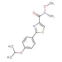 Chemical structure of N-methoxy-N-methyl-2-[4-(propan-2-yloxy)phenyl]-1,3-thiazole-4-carboxamide - CSSB00025882705