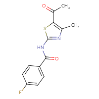 Chemical structure of N-(5-acetyl-4-methyl-1,3-thiazol-2-yl)-4-fluorobenzamide - CSSB00025705549