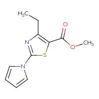 Chemical structure of methyl 4-ethyl-2-(1H-pyrrol-1-yl)-1,3-thiazole-5-carboxylate - CSSB01392470585