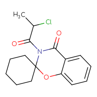 Chemical structure of 3-(2-chloropropanoyl)-3,4-dihydrospiro[1,3-benzoxazine-2,1'-cyclohexan]-4-one - CSSB03496528544