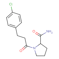 Chemical structure of 1-[3-(4-chlorophenyl)propanoyl]pyrrolidine-2-carboxamide - CSSB01002397040
