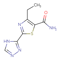 Chemical structure of 4-ethyl-2-(4H-1,2,4-triazol-3-yl)-1,3-thiazole-5-carboxamide - CSSB01148676253