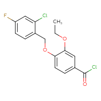 Chemical structure of 4-[(2-chloro-4-fluorophenyl)methoxy]-3-ethoxybenzoyl chloride - CSSB00020597099