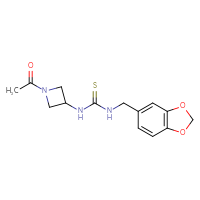 Chemical structure of 3-(1-acetylazetidin-3-yl)-1-[(2H-1,3-benzodioxol-5-yl)methyl]thiourea - CSSB21432506606