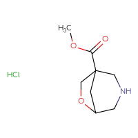 Chemical structure of methyl 6-oxa-3-azabicyclo[3.2.1]octane-1-carboxylate hydrochloride - CSSB14929179605