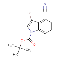 Chemical structure of tert-butyl 3-bromo-4-cyano-1H-indole-1-carboxylate - CSSB00135389824