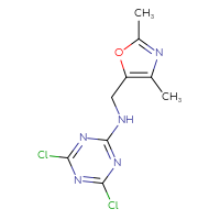 Chemical structure of 4,6-dichloro-N-[(2,4-dimethyl-1,3-oxazol-5-yl)methyl]-1,3,5-triazin-2-amine - CSSB00020055456