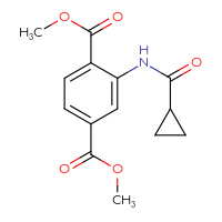 Chemical structure of 1,4-dimethyl 2-cyclopropaneamidobenzene-1,4-dicarboxylate - CSSB00026368649