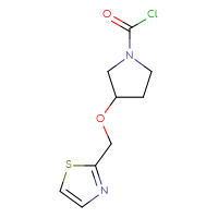Chemical structure of 3-[(1,3-thiazol-2-yl)methoxy]pyrrolidine-1-carbonyl chloride - CSSB14959847147