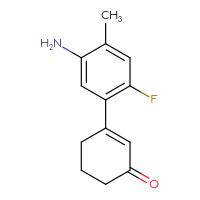 Chemical structure of 3-(5-amino-2-fluoro-4-methylphenyl)cyclohex-2-en-1-one - CSSB06583536302
