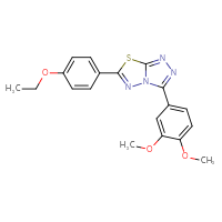 Chemical structure of 3-(3,4-dimethoxyphenyl)-6-(4-ethoxyphenyl)-[1,2,4]triazolo[3,4-b][1,3,4]thiadiazole - CSSB00121637245
